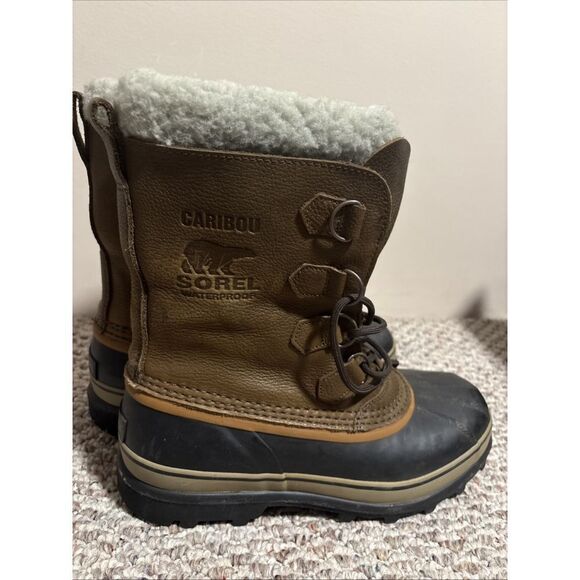 Sorel Caribou Boots Waterproof Natural Rubber 100% Sheep Fur Lining- Size 10 - Picture 1 of 12